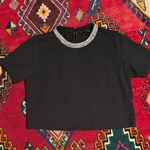 NWT Veronica BeardBlack Beaded Collar Top